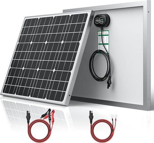 SUNER POWER 12V 50W Solar Panel Battery Charger Ultra, Built-in UltraSmart MPPT Charge Controller, Waterproof 50 Watt Solar Battery Maintainer for 12Volt AGM, Deep Cycle, Lead-Acid, Lifepo4 Battery