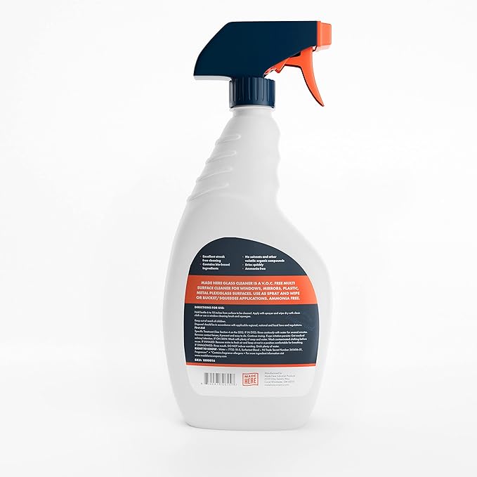 Ultra Concentrated Glass Cleaner - VOC Free, Streak-Free Cleaning for Windows, Mirrors, Glass Showers and More - Fast-Drying and Easy to Use - Ideal for Schools, Hospitals, and More