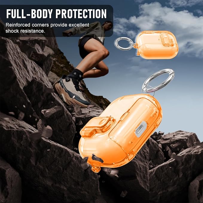 for AirPods Pro 3 Case (2025) with Cleaner Kit, Cute with Lock Clid and Cleaner Kit,[Auto Pop-Up] Soft TPU Clear Cover with Bracket & Dustproof Design for AirPods Pro Case with Keyring(2025)