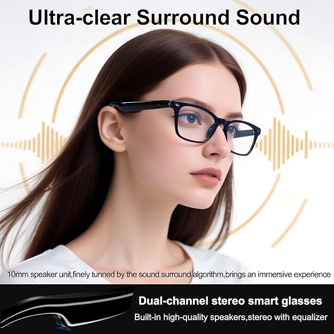 AI Smart Wireless Bluetooth Translation Glasses for Men/Women with Speakers/Bluetooth&140+ Languages Translation Sports/Travel/Drive/Busniess (C3+AI+Color Change Lenses+Black)