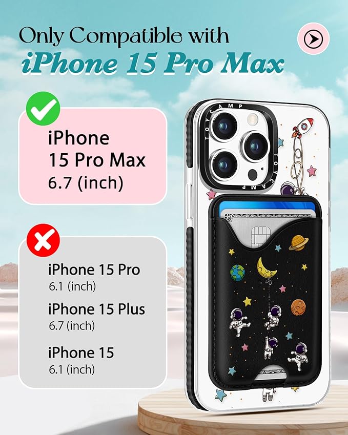 Toycamp for iPhone 15 Pro Max Case - Compatible with Magsafe Credit Card Holder Wallet Magnetic Cute Women Teen Girls Kawaii Girly Unique Man Boys Design Phone Cover for Apple 15 Promax 6.7"