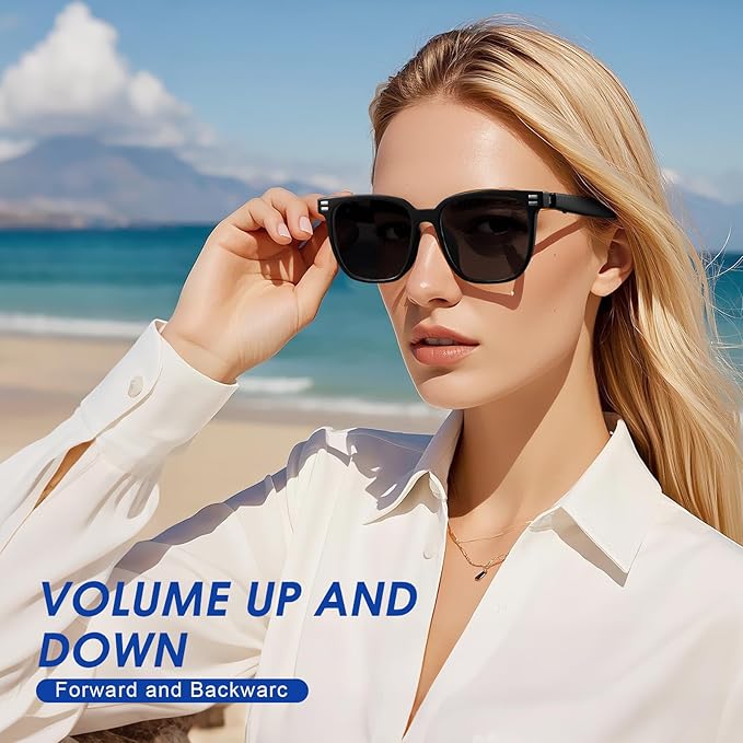 Smart Glasses, Photochromic Anti Blue Light Bluetooth Sunglasses, UV400 Protection, Open-Ear Audio, Hands-Free Calls, Voice Assistant, Wireless Eyewear for Men Women