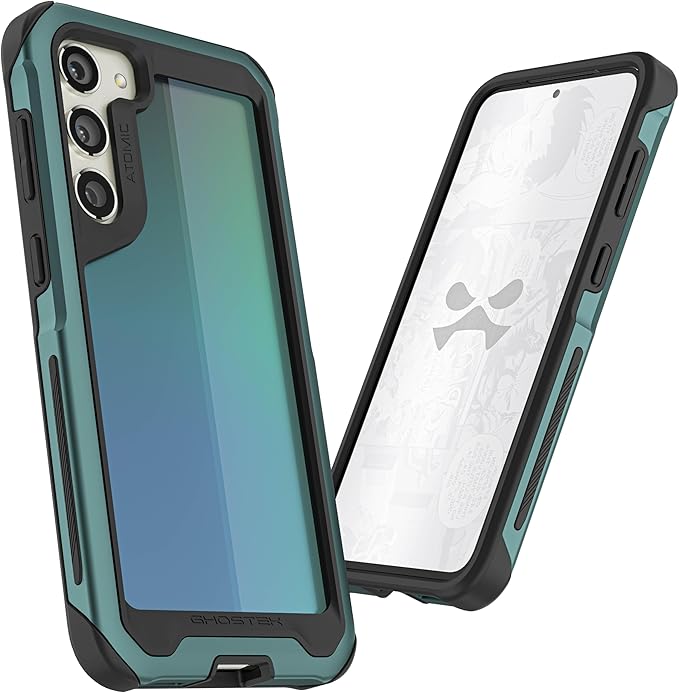Ghostek Atomic Slim Galaxy S23 Plus Phone Case with Shockproof Military Grade Aluminum Bumper, Clear Back and Wireless Charging Cover Compatible with Samsung S23+ (6.6") (Green)