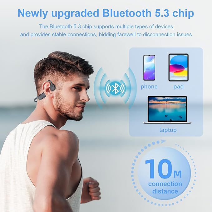 Bone Conduction Open Ear Headphones Earbuds Bluetooth Wireless IPX5 Waterproof Headset for Sports Running Gym Cycling Lightweight Bone Conducting Earphones