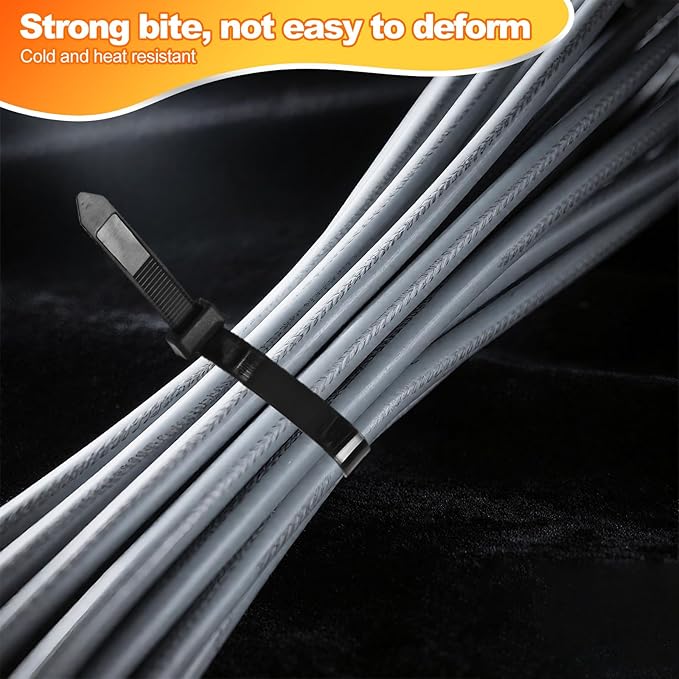 8''+12''+14''+18'' Zip Ties Assorted Sizes, 500 Pack 200 LBS Black Cable Ties - Heavy Duty Nylon Wire Ties, Self-Locking, UV Resistant for Indoor/Outdoor Use