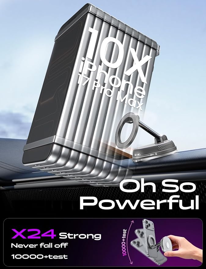 Car Phone Holder for Magsafe,[122+LBS Strongest Suction & 2400gf Magnetic],360° Adjustable,Phone Holders for Your Car,Car Phone Mount,Car Accessories for Your Car/Gym/Mirror Mount for iPhone&Android