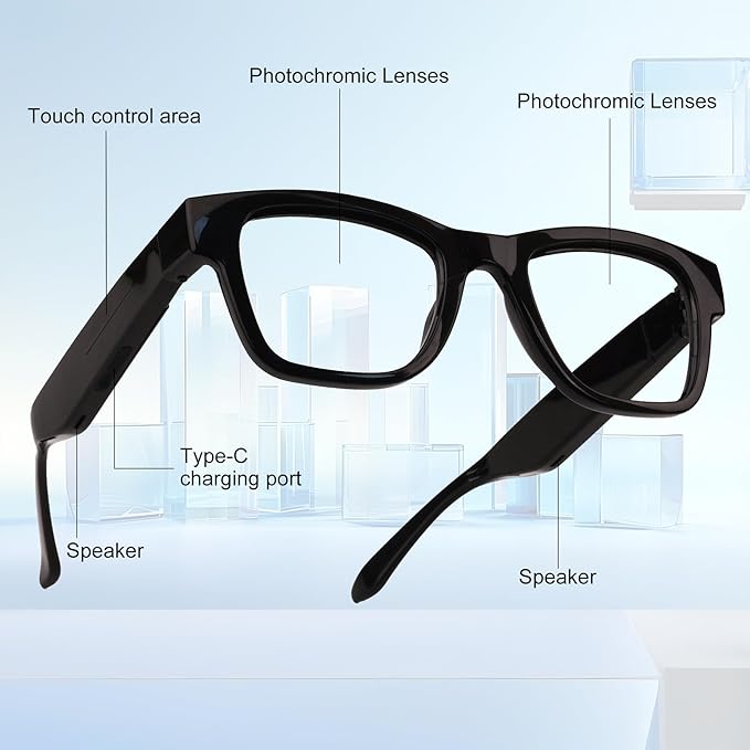 AI Smart Glasses with Color-Change Lenses Bluetooth Glasses for Men Women with Translation 160+Languages Voice Assistant Translator Glass for Meeting,Travel