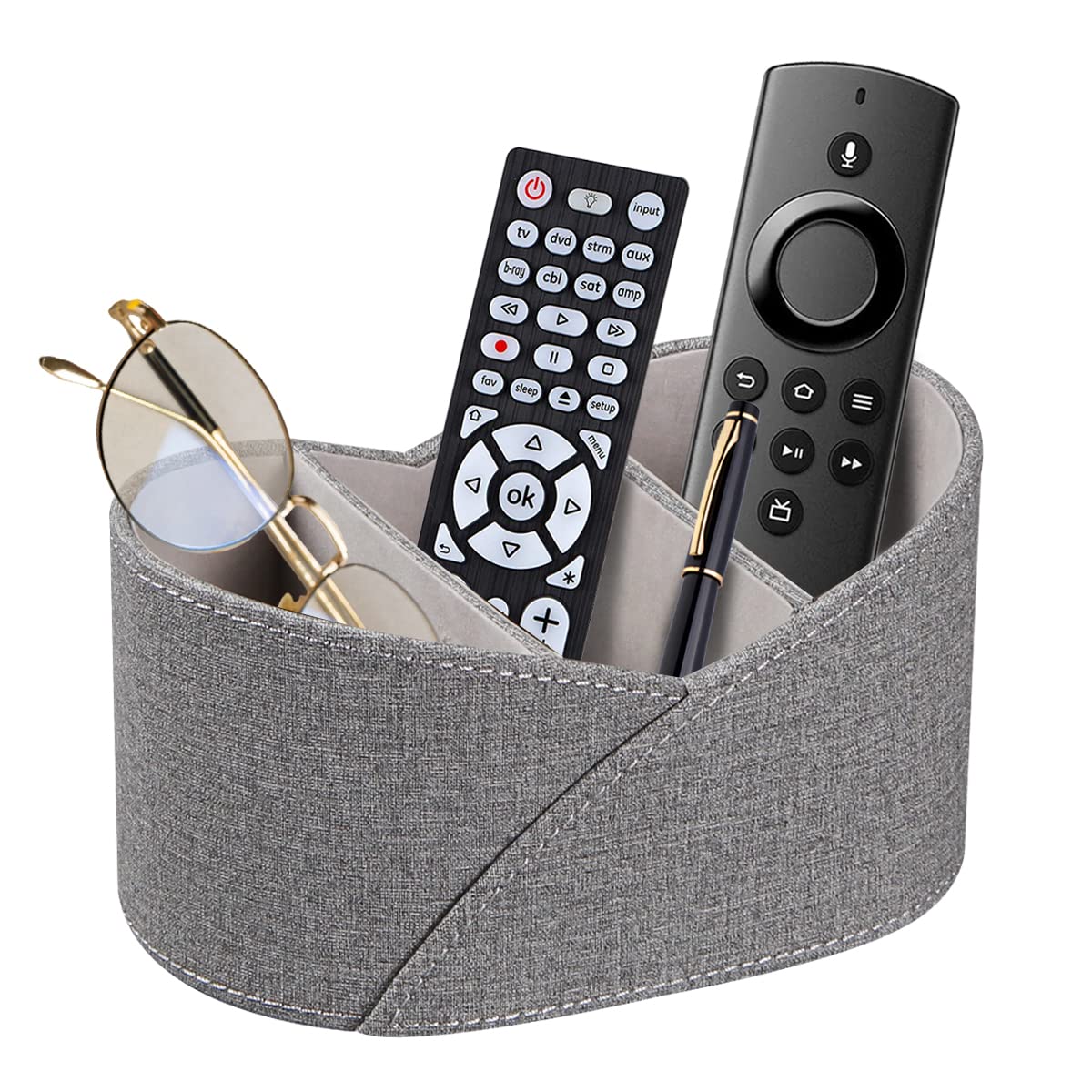 PU Leather TV Remote Control Holder,Pen Caddy/Cup,Art Supplies Organizer