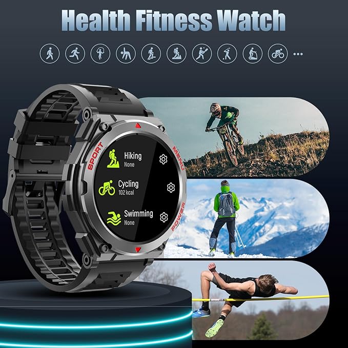 Military Smart Watch, 1.52-Inch Smartwatch with Text and Call, Heart Rate, Blood Oxygen, and Activity Trackers - Compatible with iPhone and Android, for Men and Women (Classic, Green)