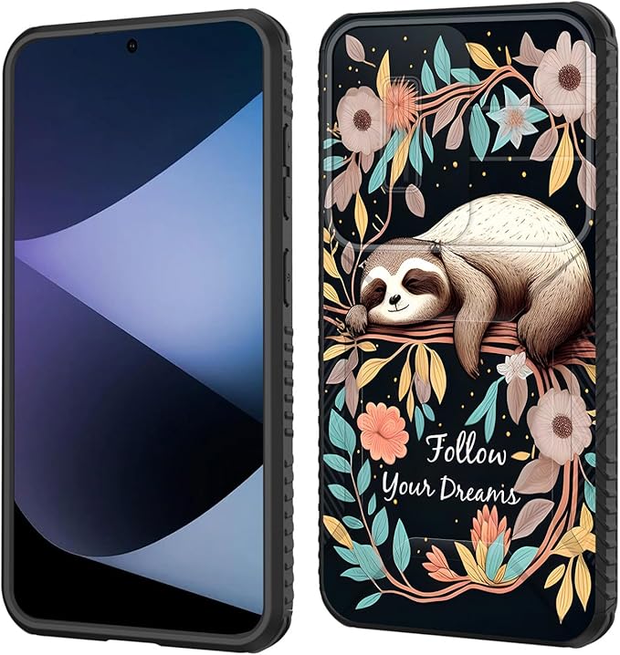 for Galaxy S25 Case Built in Slide Camera Lens Cover,Heavy Duty Shockproof Protection Dual Layer Case for Samsung Galaxy S25 6.2" 2025,Cute Baby Sloth On The Tree