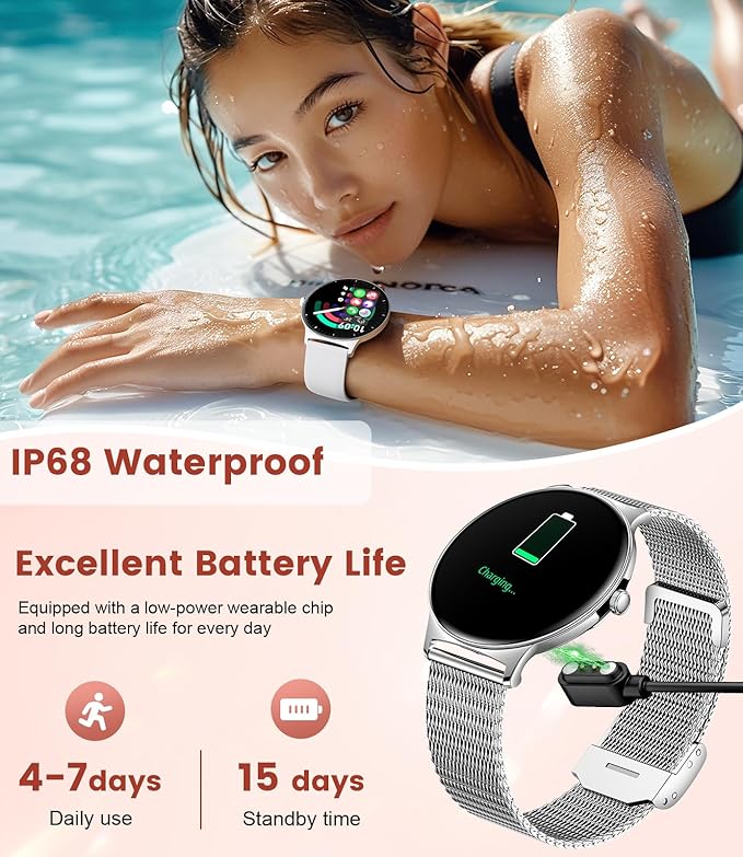 LIGE Fitness Smart Watch (Answer/Make Call), 1.43" AMOLED Waterproof Smart Watches for Women with 120+Sports Modes/Heart Rate Monitor/Sleep Tracker, Watches for Women for Android iOS