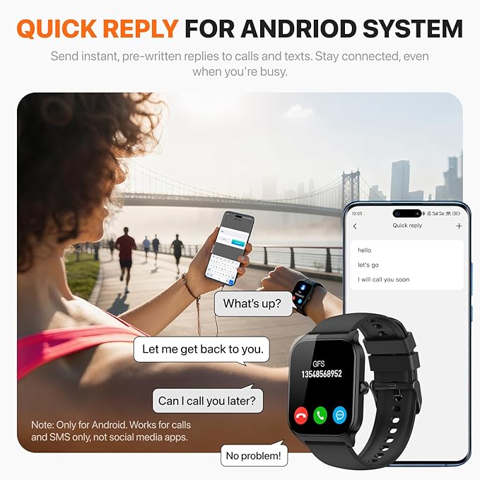 Smart Watch for Women Men,(Answer/Make Call) 1.83'' Fitness Activity Tracker Smartwatch for Android iPhone iOS Compatible,IP68 Waterproof Step Counter Watch with Sleep Monitor, 2 Traps