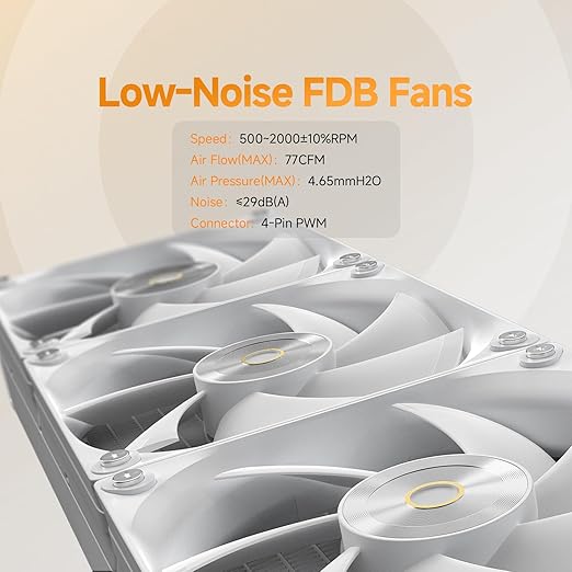 Iota L36 WH AIO CPU Liquid Cooler 360mm with Temp Digital Display,ARGB Aluminum Alloy Pump,Fluid Dynamic Bearing PWM Fans,TDP300W Water Cooling System for Intel LGA 115x/1200/1700/1851 & AMD AM4/AM5