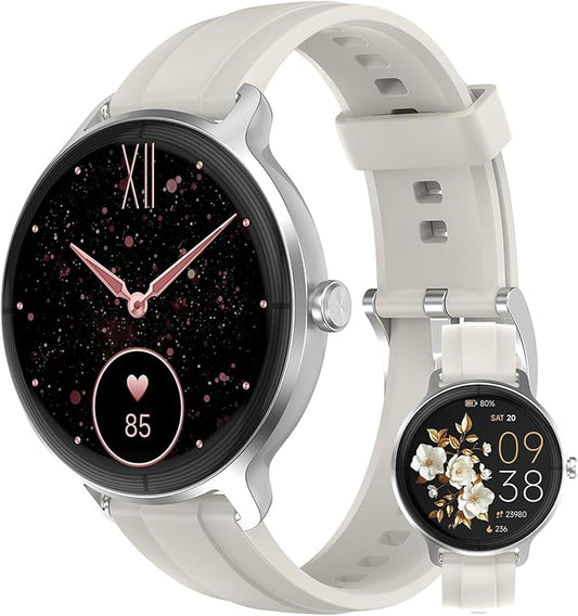 Smart Watches for Women Men 1.27" HD Fitness Tracker with Heart Rate/Sleep/Step/SpO2 Monitor, IP68 Waterproof Watch for Android iOS (Off White)
