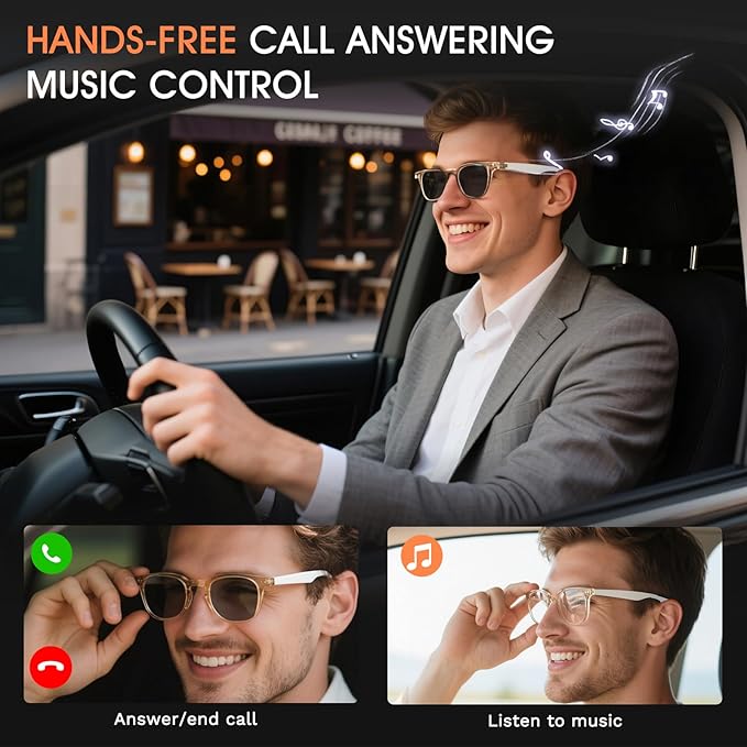 AI Smart Glasses for Women & Men, 140+ Languages AI Translation Glasseswith Open-Ear Stereo Speakers, Indoor/Outdoor Auto-tinting Smart Sunglasses | UV400 Protection & Anti-Blue AI Glasses