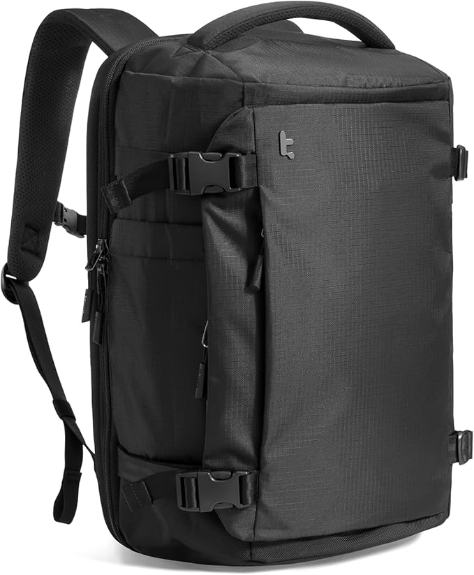 tomtoc Travel Backpack 40L, TSA Friendly Flight Approved Carry-on Luggage Hand Water-resistant Lightweight Business Rucksack, Durable Large Weekender Bag Daypack Fits 17.3 Inch Laptop