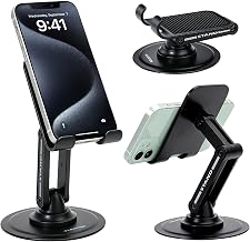 LENTION Phone Stand, 360° Rotating Foldable Adjustable Weighted Stable Base
