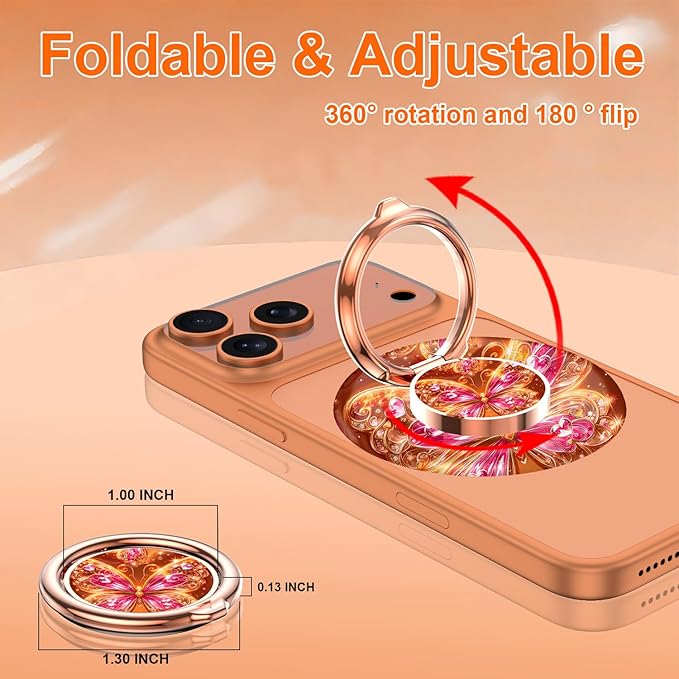 Magnetic Phone Ring Holder for MagSafe Grip,[Super Magnet],Stylish 360° Rotation Cell Phone Grip Stand Finger Ring Kickstand for iPhone 17 16 15 14 Pro Max,iPad and Smartphones,Light