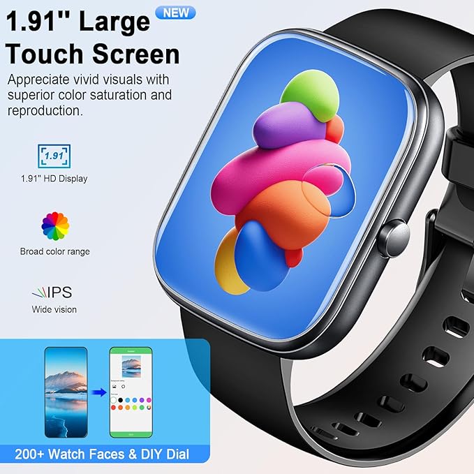 Smart Watch (Answer/Make Call), 2026 HD 1.91" Smartwatch for Men Women, 112+ Sports Modes Fitness Activity Tracker, Calories/Heart Rate/Sleep Monitor, IP68 Waterproof Step Counter for Android iOS