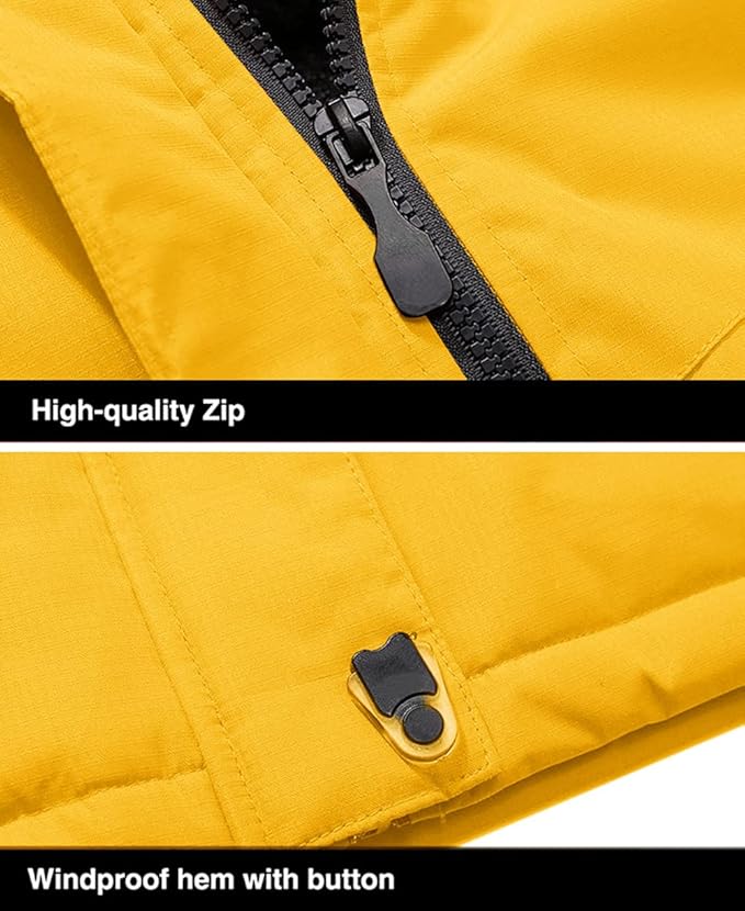 MAGCOMSEN Men's Winter Coats Water Resistant Ski Snow Jacket Warm Fleece Jacket Parka Raincoats With Hood Multi-Pockets