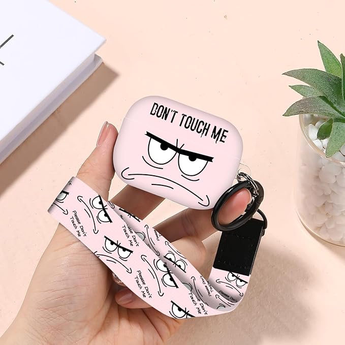 Compatible with Airpods Pro 3 Case(2025),Don't Touch Me for Airpods Pro 3rd Generation Cases Cover with Lanyard Soft Silicone Cute Shockproof Cover for Women Men,Black