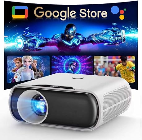 4K-Projector with GoogIe TV, Goiaey 2500 ANSI Projector with WiFi and Bluetooth, Built-in Official Apps, GoogIe Voice, DoIby Audio, HDMI ARC CEC Native 1080P Movie Projector (white)