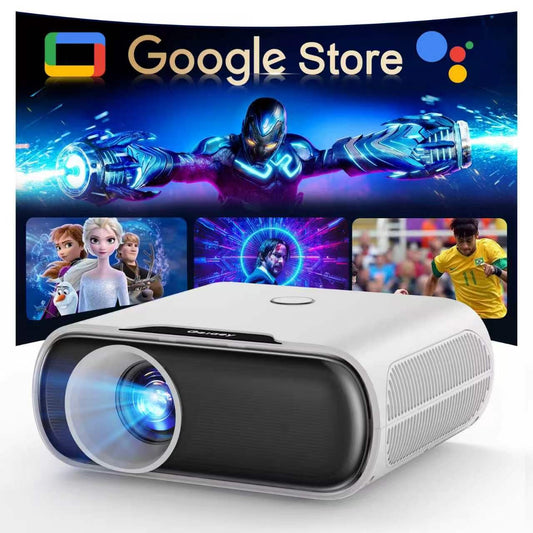4K-Projector with GoogIe TV, Goiaey 2500 ANSI Projector with WiFi and Bluetooth, Built-in Official Apps, GoogIe Voice, DoIby Audio, HDMI ARC CEC Native 1080P Movie Projector (white)