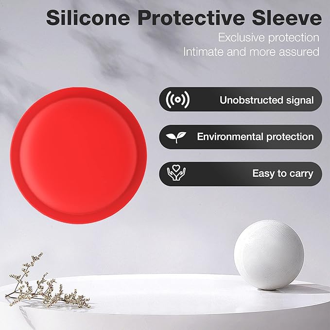 LiZHi Case for Apple Airtag Holder Airtag Case Cover Airtag Sticker Stick on Adhesive Mount Silicone for Tv Remote Car AirTag Phone Case 2 Pack,Red2