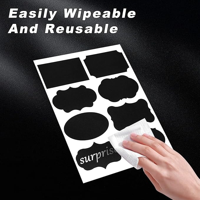 130 Pieces Basket Labels Clip Set for Storage Bins 24 Kitchen Basket Label Removable Clips, 104 Pantry Stickers and 2 Chalk Mark for Organizing Containers Drawers Baskets