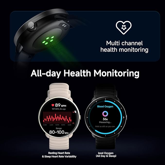 Smartwatch for Swimming 5ATM with GPS, Compass, AI Swim Analysis, Heart & Sleep Tracking, 100+ Sports Modes, HD Display, Long Battery Life, Fitness & Outdoor Training Watch - Men & Women (LIGHT BEIGE)