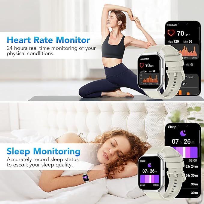 Smart Watch for Men Women (Answer/Make Call), 1.96" Fitness Tracker Running Watch, IP68 Waterproof, Pedometer, Sleep/Step/Activity/Heart Rate Monitor, 110+ Sport Modes Smartwatch for Adroid iOS Phone