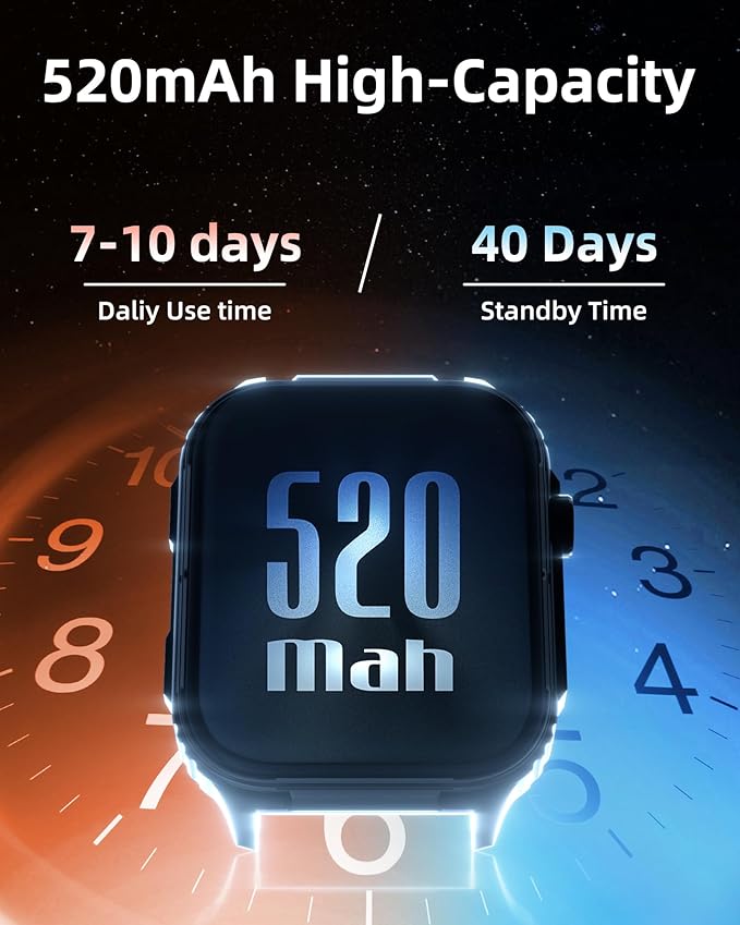 Parsonver Smart Watch for Men Women GPS, 10-Day Battery Fitness Tracker with Bluetooth Calling, 100+ Sports Modes, Heart Rate, Sleep Monitor, Step Counter, Activity Tracker for Android & iPhone, Black