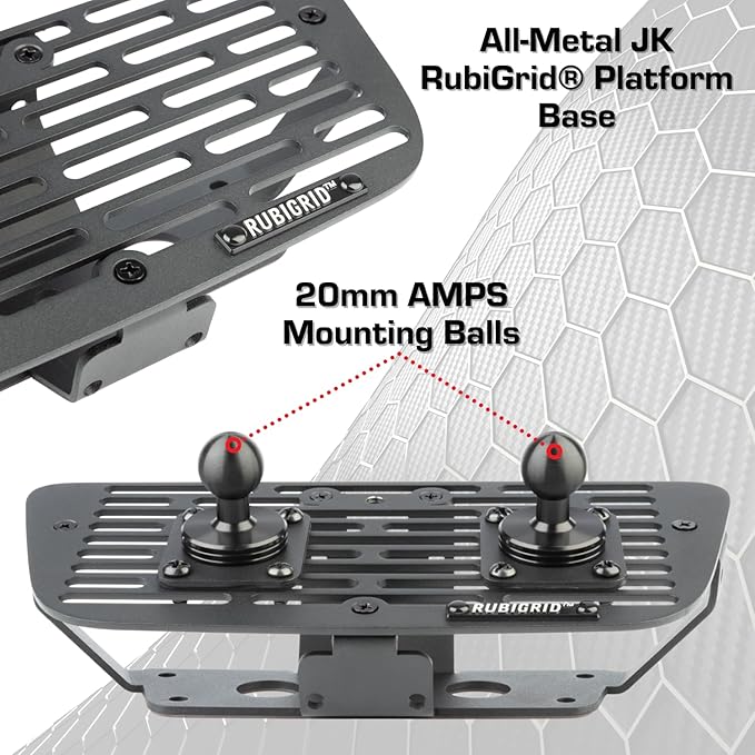 Bulletpoint Dash Cell Phone Holder Compatible with 2011-2018 Jeep Wrangler JK JKU 20mm Ball Mount (RubiGrid Multi-Device)
