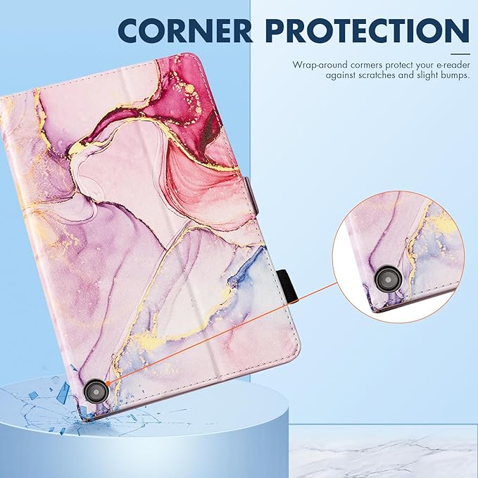 Dteck for Amazon Fire Max 11 Tablet Case - 11" (13th Gen) 2023, PU Leather Shell TPU Back Cover Folio Case with Auto Sleep Wake, Adjustable Viewing Angles, Cute Pink Marble