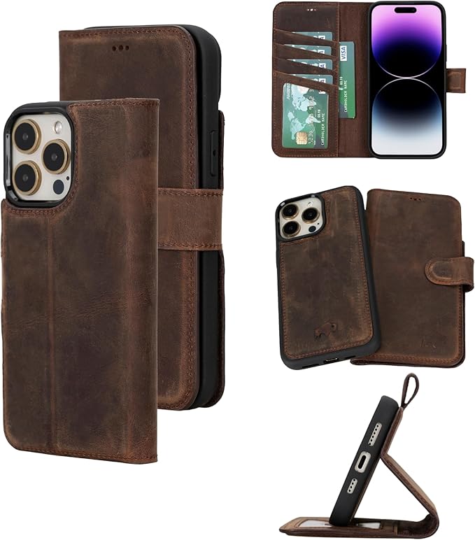 BLACKBROOK Case for iPhone 15 Pro Leather Case with Wallet, Carter Premium Leather Magnetic 2-in-1 Set for MagSafe Wallet Case with RFID, Cash, ID & 4 Card Slots, Compatible with iPhone 15 Pro
