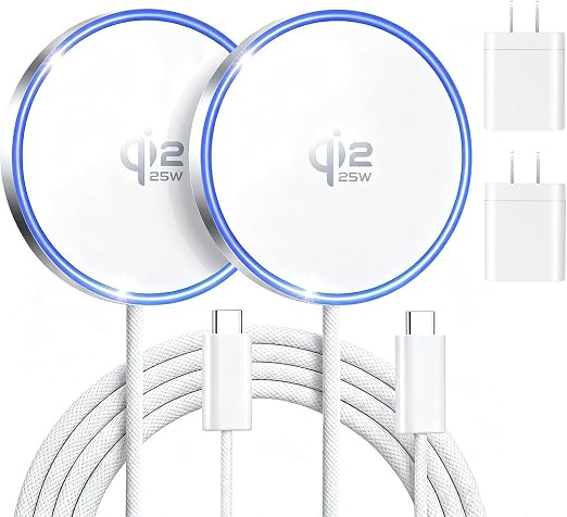 MagSafe Charger 2 Pack 25W Magnetic Wireless Charge Fast Charging for iPhone 17/16/15/14/13/12Pro Max and AirPods 4/3/2/Pro Lightweight for Travel Home Office Desk, White - Image 6