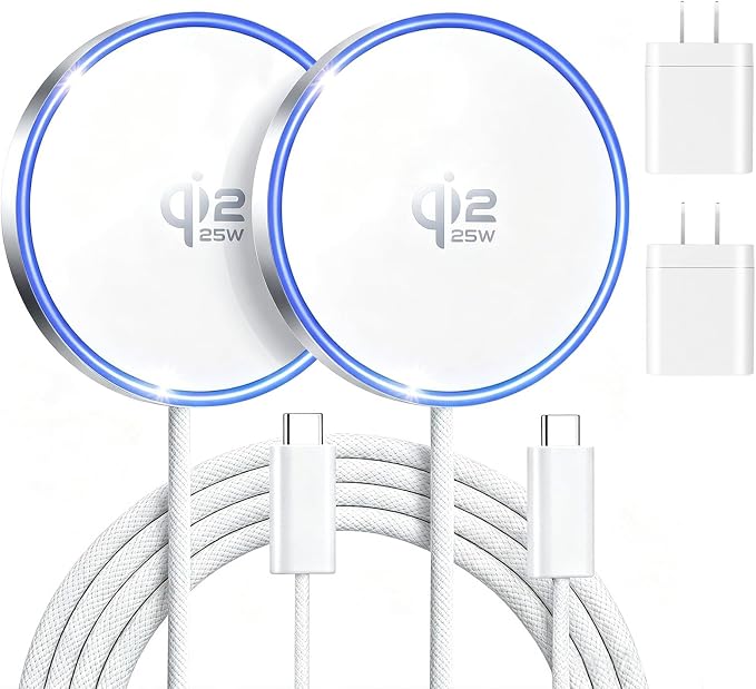 MagSafe Charger 2 Pack 25W Magnetic Wireless Charge Fast Charging for iPhone 17/16/15/14/13/12Pro Max and AirPods 4/3/2/Pro Lightweight for Travel Home Office Desk, White - Image 8