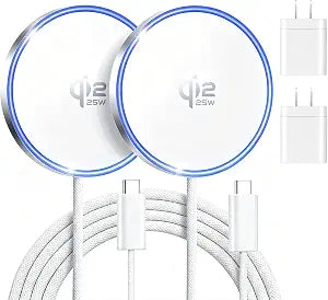 MagSafe Charger 2 Pack 25W Magnetic Wireless Charge Fast Charging for iPhone 17/16/15/14/13/12Pro Max and AirPods 4/3/2/Pro Lightweight for Travel Home Office Desk, White - Image 1
