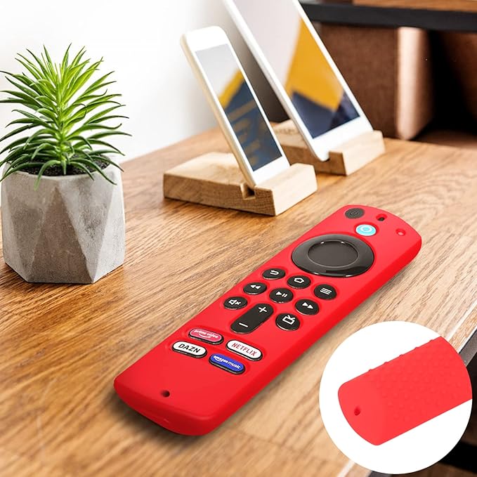 Silicone Remote Cases for Fire TV Stick 4K Max / 4K Max 2nd / Toshiba/Insignia/Pioneer/Omni Series Fire TV Alexa Voice Remote Enhanced w/Lanyard (1 Pc, Red, NOT Glow)