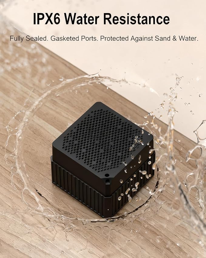 Portable Bluetooth Speakers Wireless, IPX6 Waterproof & Dustproof Small Portable Speaker, High Loud Stereo Sound, Built-in Mic, TWS Pairing, with Storage Box, Easy for Carry/Outdoor/Travel (Black)