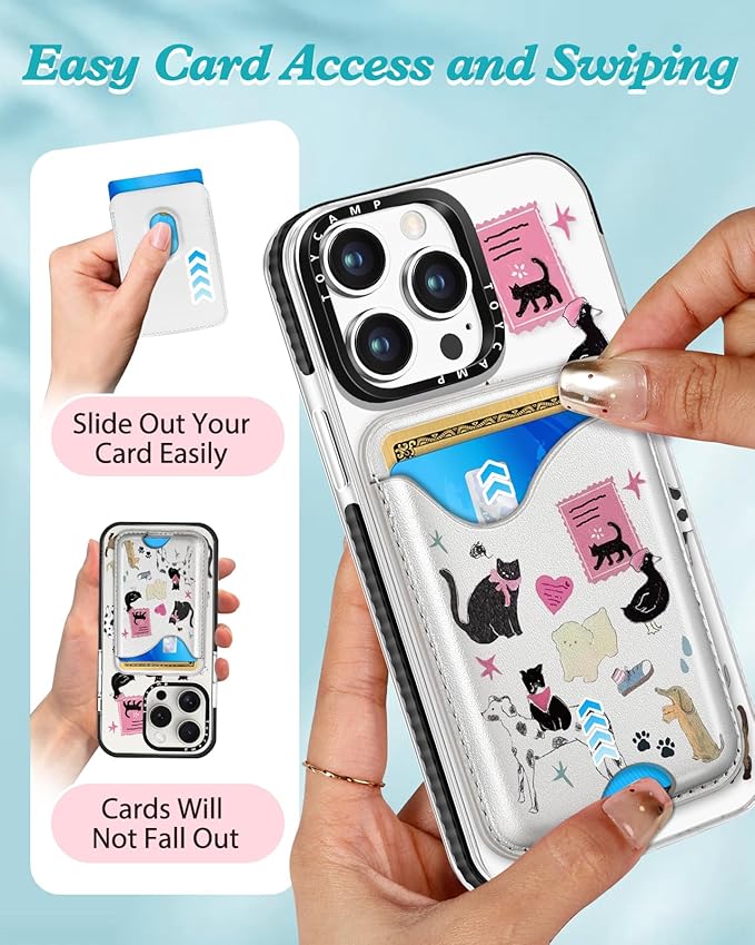 Toycamp for iPhone 14 Pro Max Case - Compatible with Magsafe Credit Card Holder Wallet Magnetic Cute Women Teen Girls Kawaii Girly Unique Cats Dogs Design Phone Cover for iPhone 14 Promax