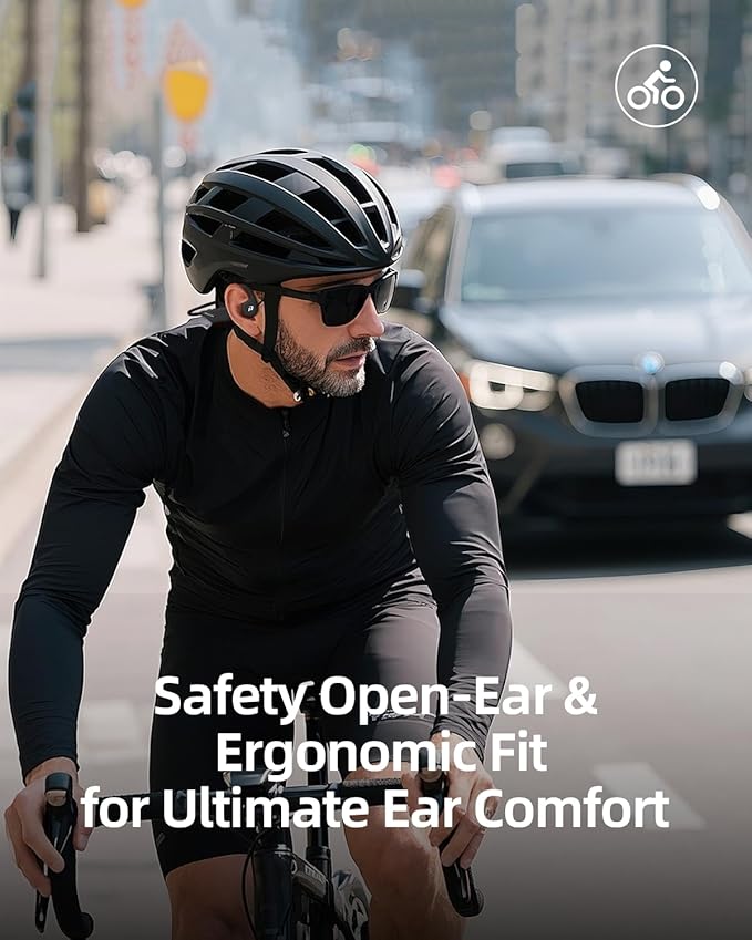 Bone Conduction Headphones,Open Ear Headphones with Mic,Wireless Bluetooth Running Headphones,IPX6 Waterproof Earbuds,Type-C Quick Charging Earphones for Sports Workout Hiking Cycling Gift