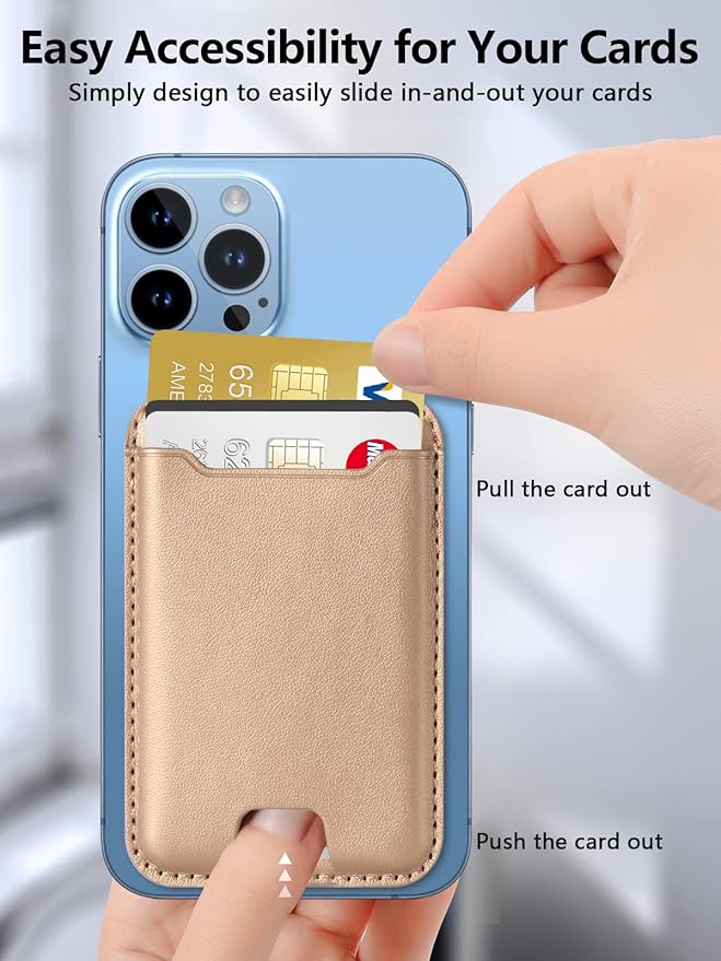 TopMade for Magsafe Wallet, Strongest Magnetic Card Holder for iPhone 17, iPhone 16/15/14/13/12 Series, Magnetic Phone Wallet with Powerful Magnets, RFID Blocking, Fit 4 Cards, Desert Titanium Gold
