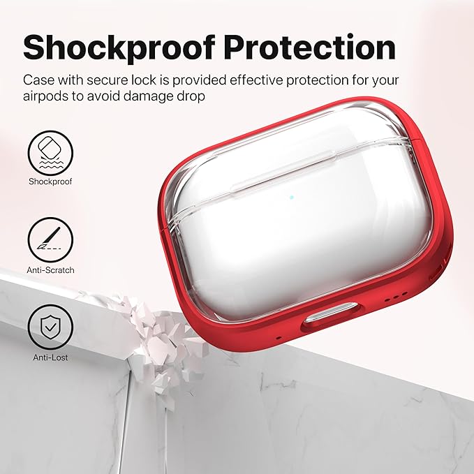 Valkit Compatible AirPods Pro Case, Clear with Lock & Cleaner Kit, Soft Shockproof Protective Case for AirPods Pro Gen 2/1