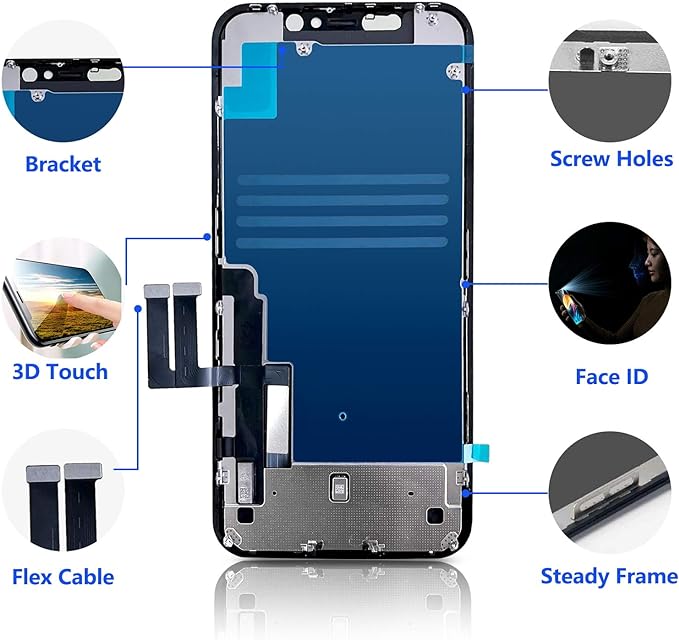 for iPhone 11 Screen Replacement 6.1 Inch, Diykitpl 3D Touch LCD Digitizer Replacement for A2111, A2223, A2221, with Repair Tools Kit+Magnetic Screw Mats+Screen Protector+Waterproof Frame Adhesive