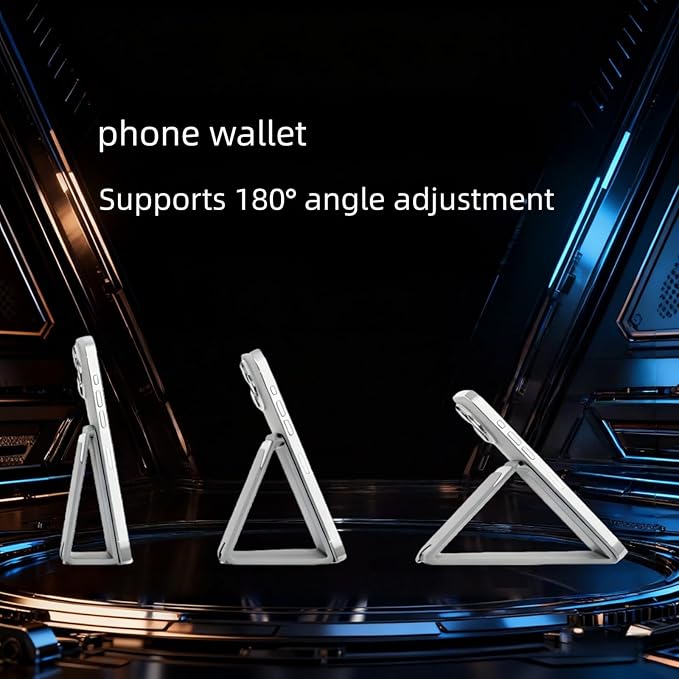 Upgraded for Magsafe Wallet, Strong Magnetic Phone Wallet with Adjustable Stand, Built in Makeup Mirror, 5 Card Holder, RFID Blocking (Black fold)