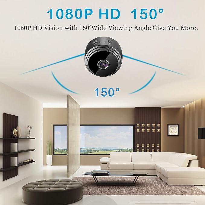 WiFi Camera Night Vision - Motion Detection Nanny Cameras - Small Wireless Camera for Pet/Nanny Monitor Pan/Motion Detection - HD 1080P