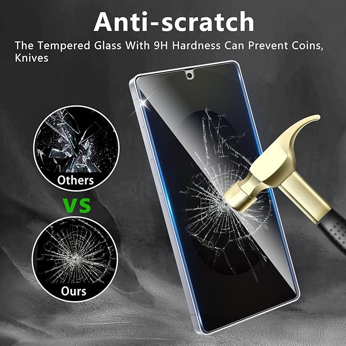 3 Pack Privacy Screen Protector Designed for Samsung Galaxy S25 Ultra,Full Coverage Anti-Spy Tempered Glass Film,9H Hardness,Anti-Fingerprint,Bubble Free,Easy to Install