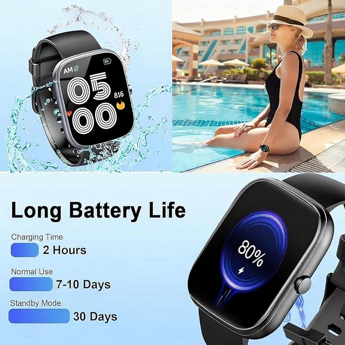 Smart Watch for Men Women (Answer/Make Call), 1.91" HD Screen Smartwatch Fitness Tracker, Heart Rate/Sleep Monitor, Watches for Men IP68 Waterproof,110+ Sport Mode Step Counter for Android iOS