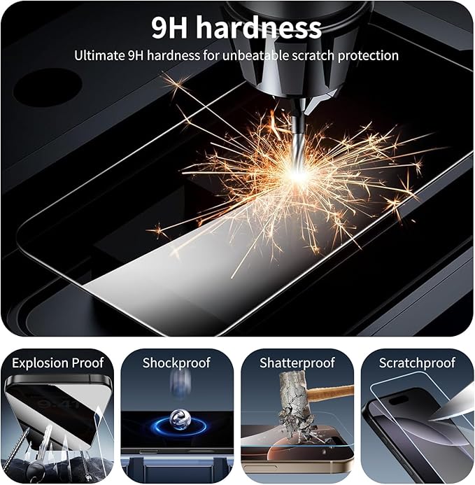 Privacy Screen & Camera Lens Protector for Samsung Galaxy A16, Double Shatterproof Anti-Spy Tempered Glass, Private Black Protection, 9H Hardness Anti-Scratch Case-Friendly, 3 Pack Each